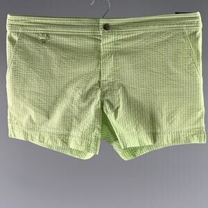 MR TURK Size 36 Green White Stripe Polyamide Blend Seersucker Short Swim Trunks
